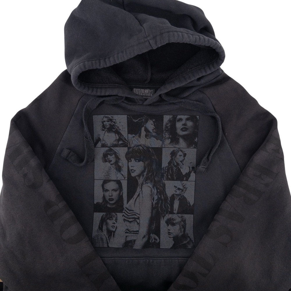 Taylor Swift The Eras Tour Black Hoodie‎ Medium Sleeve Print 2023 Concert Merch